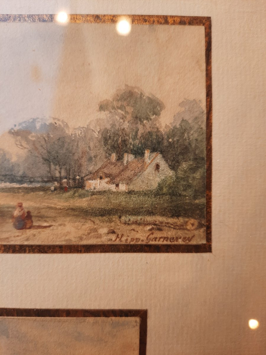 Hippolyte Garneray (1787–1858) - Watercolor On Paper - Triptych Of Landscapes-photo-1