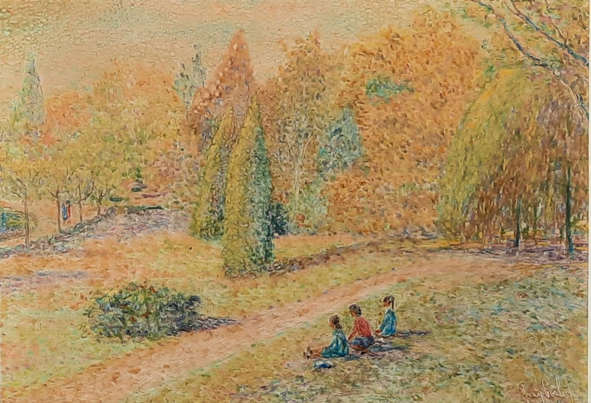 Jean Corbet (1926 - ?) - Oil On Panel - Pointillist Landscape  
