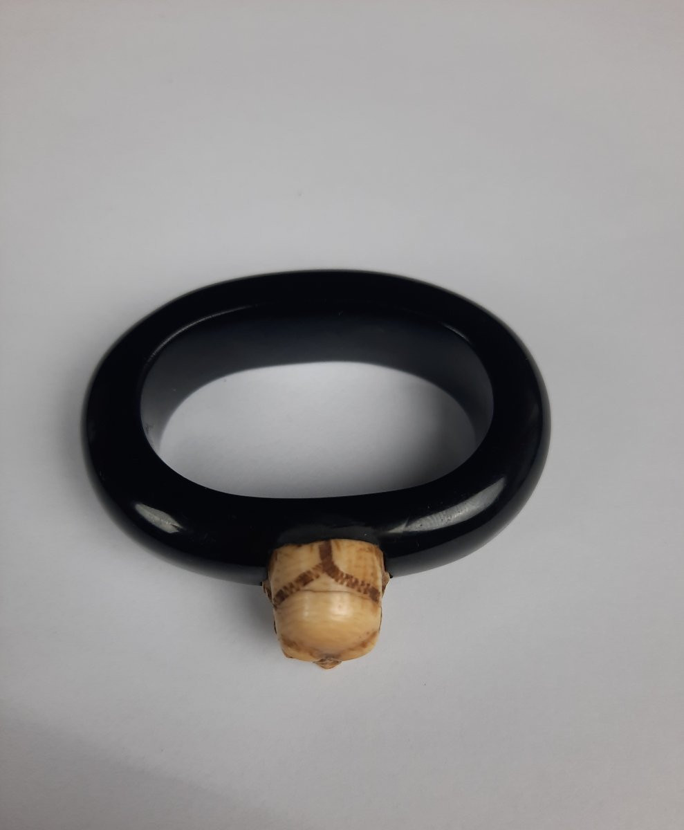 Lacquered Wooden Napkin Ring - Skull 20th Century-photo-1