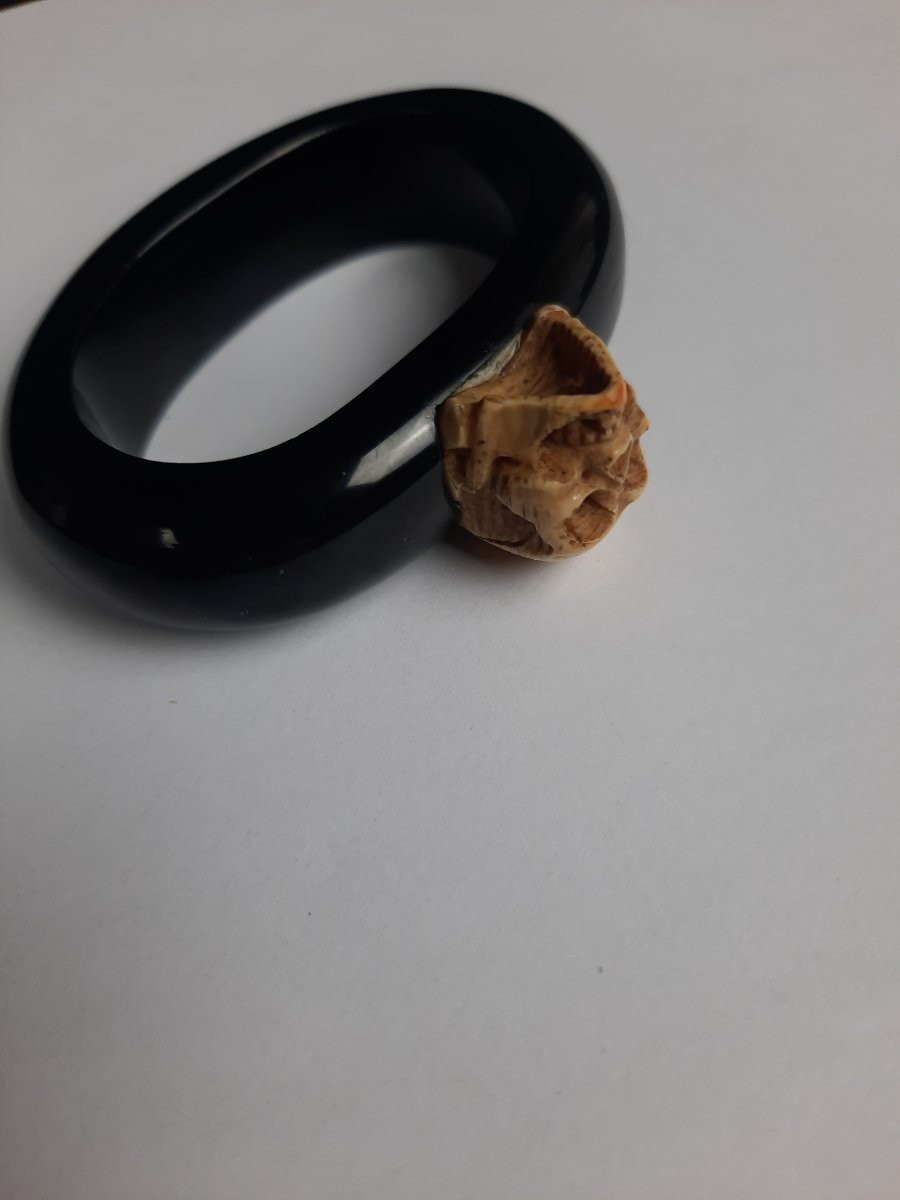 Lacquered Wooden Napkin Ring - Skull 20th Century-photo-4