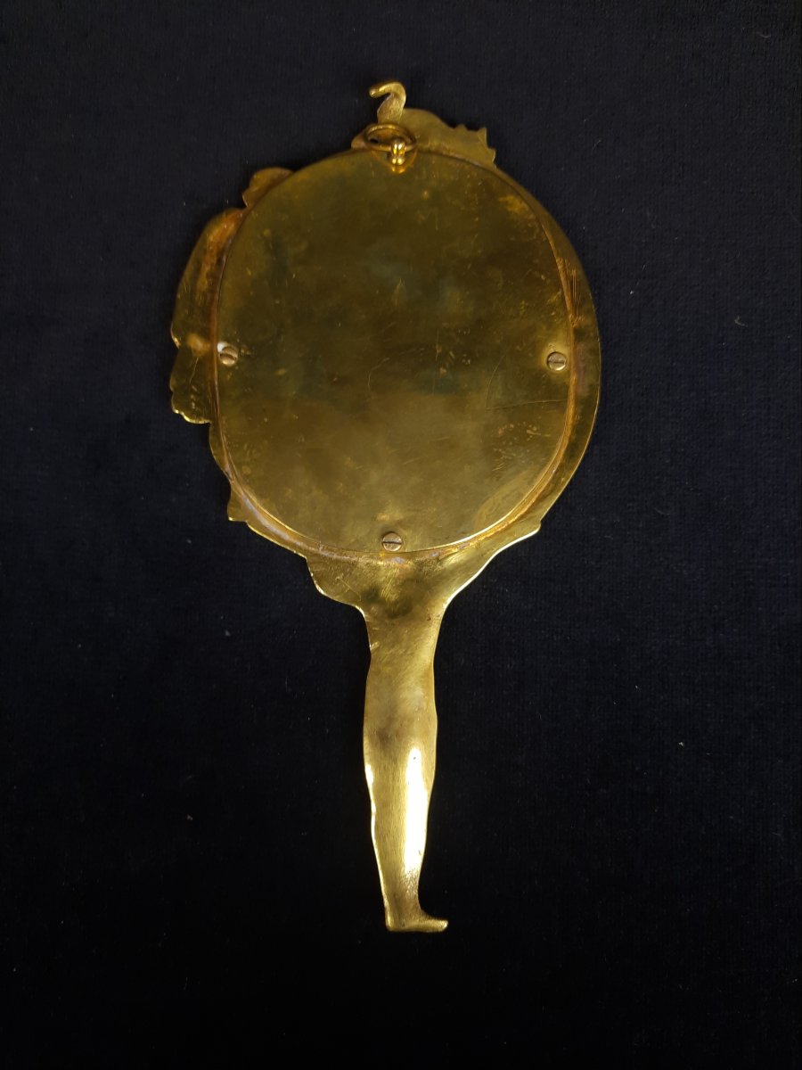 Miroir à main en bronze - Arlequin - Art Nouveau-photo-1