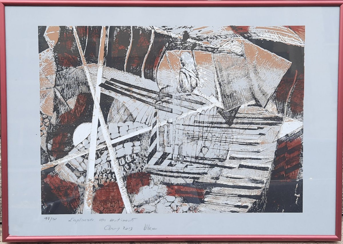 Jean François Alexandre Couy (1910–1983) - Lithographie - Composition abstraite-photo-3