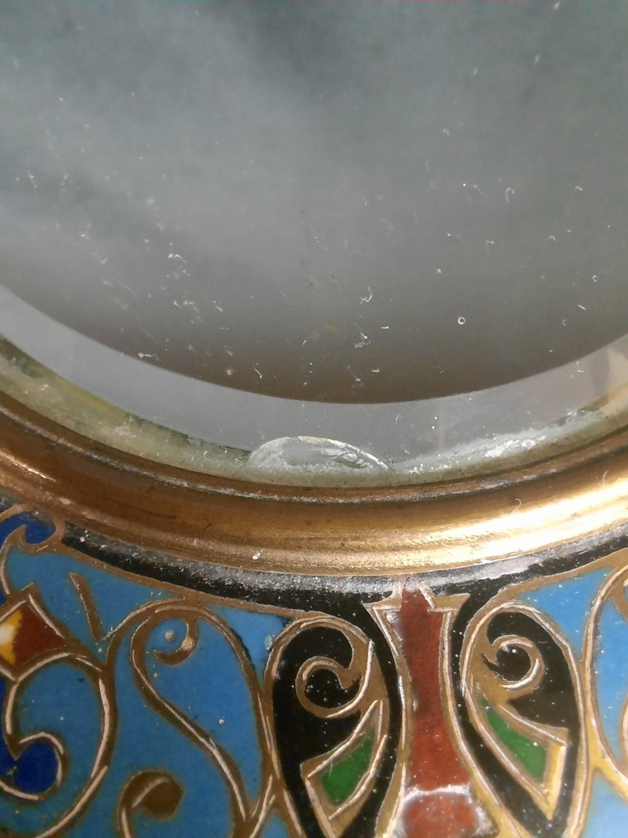 Miroir de table / psyché en bronze et émail (XIXe siècle)-photo-2