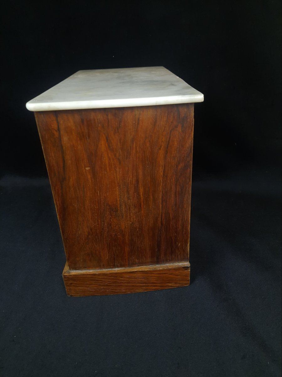Miniature Chest Of Drawers In Veneered Wood And Marble - 20th Century-photo-3