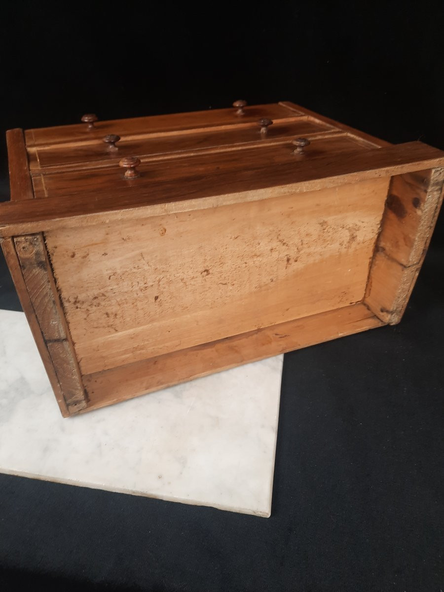 Miniature Chest Of Drawers In Veneered Wood And Marble - 20th Century-photo-2