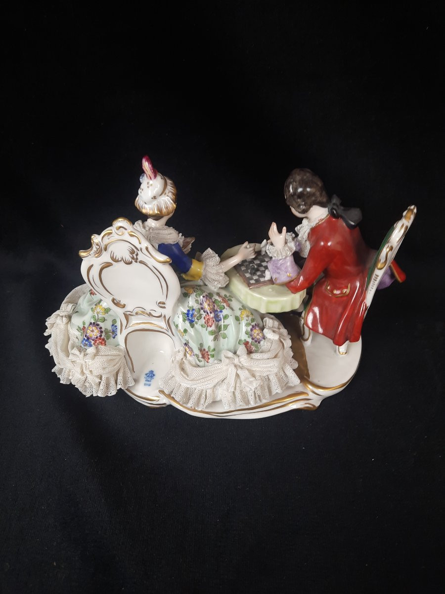 Volkstedt - German Porcelain Group - Chess Players-photo-3