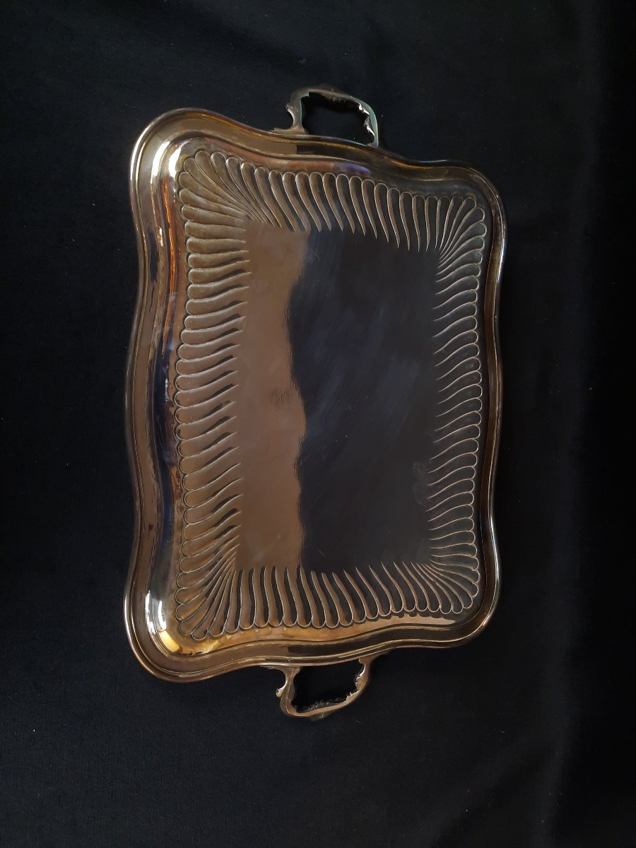 Silver-plated Metal Tray (20th Century)-photo-3