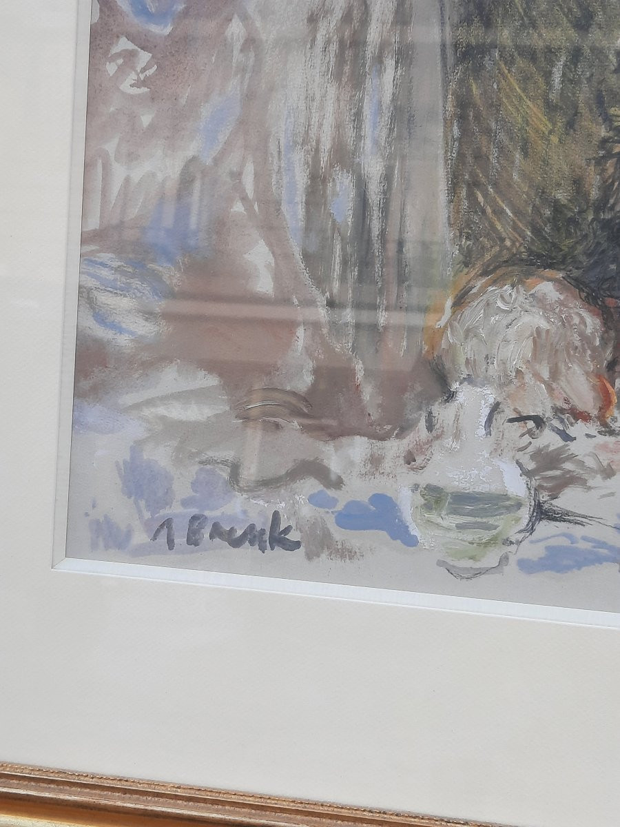 A. Brauk - Drawing On Paper - Woman With Child (20th Century)-photo-2