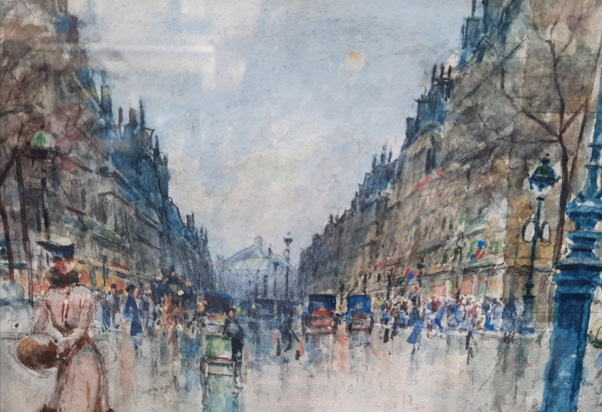 Manuel Ruiz Morales (1857-1922) - Aquarelle sur papier - Vue de Paris -photo-3