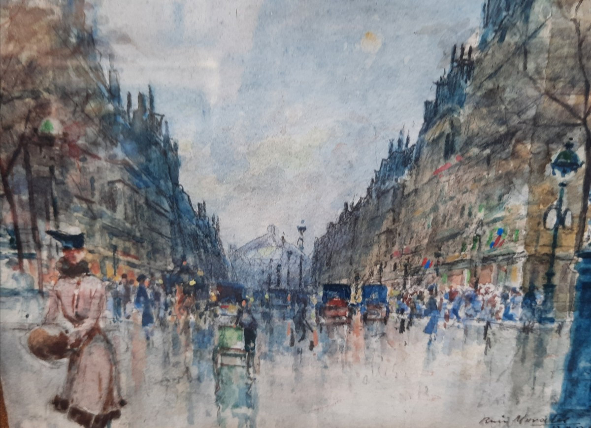 Manuel Ruiz Morales (1857-1922) - Aquarelle sur papier - Vue de Paris 