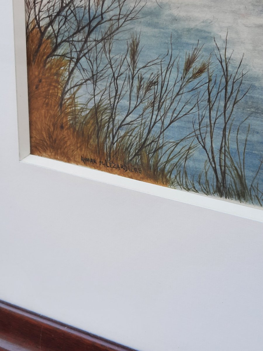 Aymar de Lézardière (1917-1995) - aquarelle sur papier - Paysage -photo-1