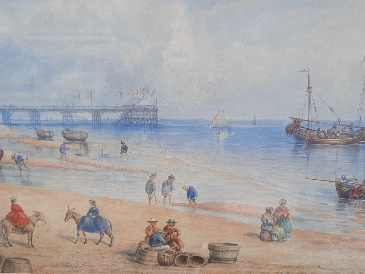 Cornelius Jason Walter Winter (1820–1891) - Aquarelle sur papier - Bord de mer -photo-2