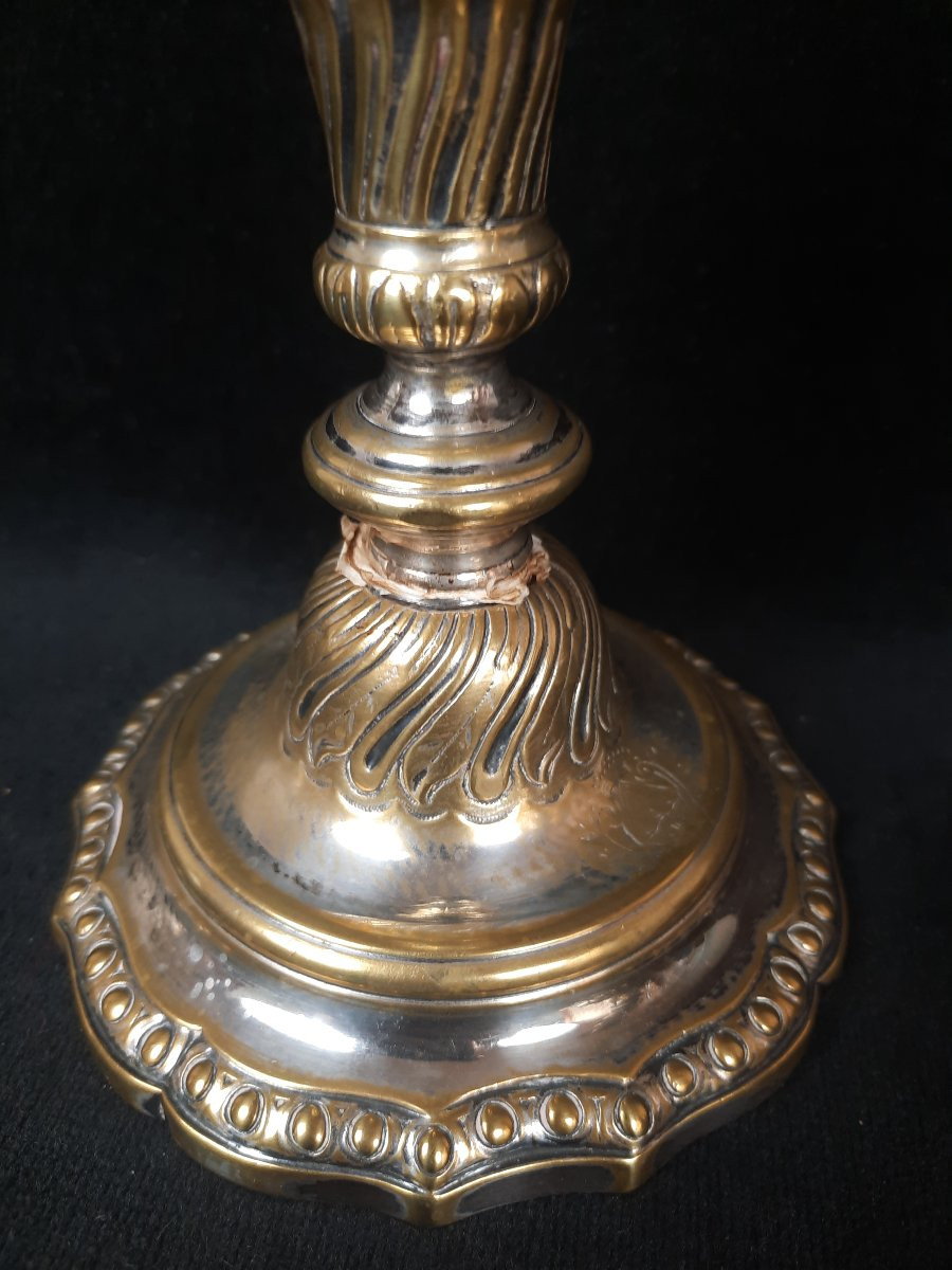 Paire de bougeoirs en bronze - XVIIIe siècle-photo-3