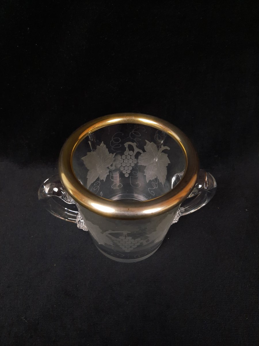 Seau à glace en cristal et cercle en argent -photo-3