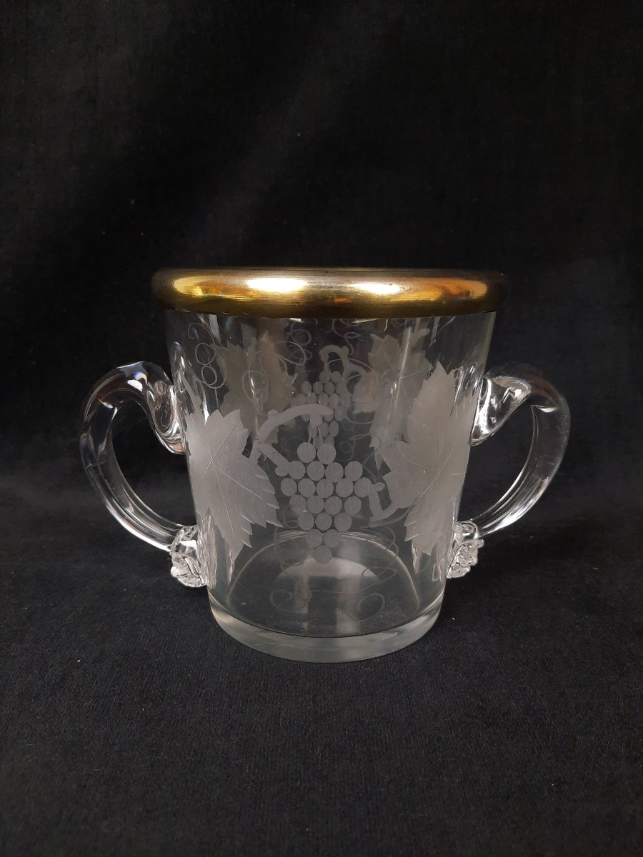 Seau à glace en cristal et cercle en argent -photo-4