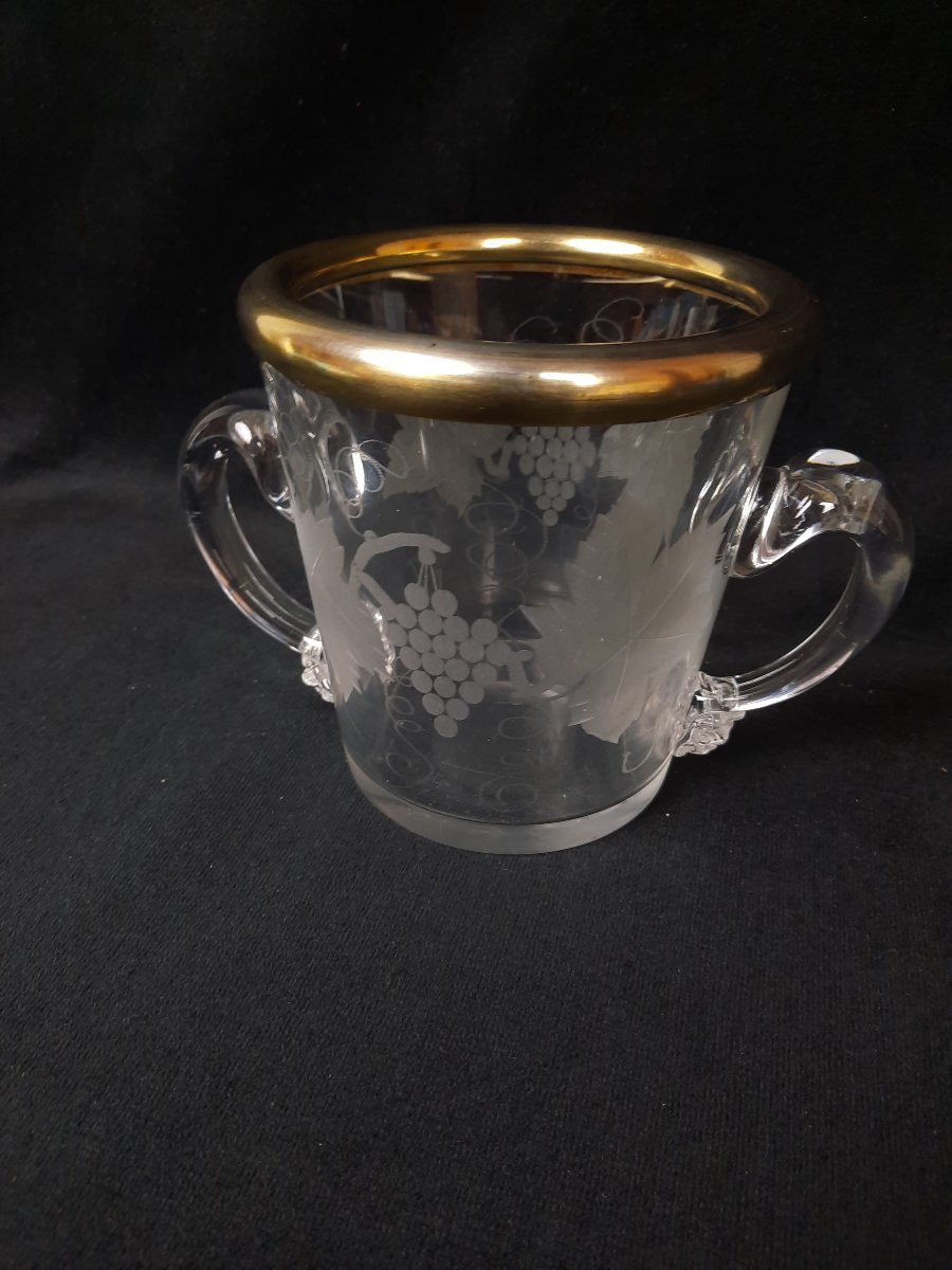 Seau à glace en cristal et cercle en argent -photo-1