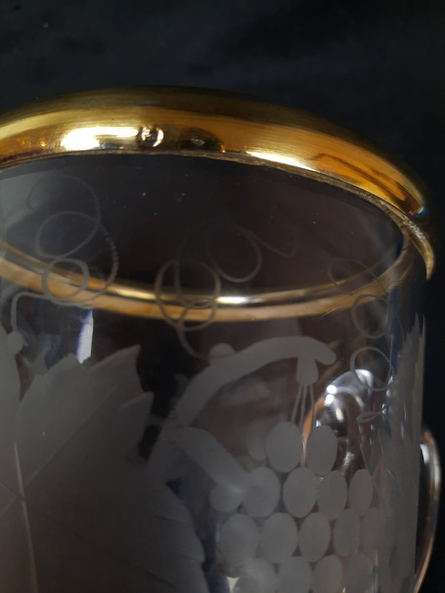 Seau à glace en cristal et cercle en argent -photo-2