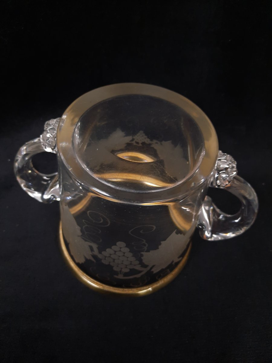 Seau à glace en cristal et cercle en argent -photo-3