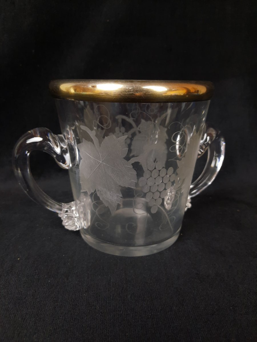 Seau à glace en cristal et cercle en argent -photo-4