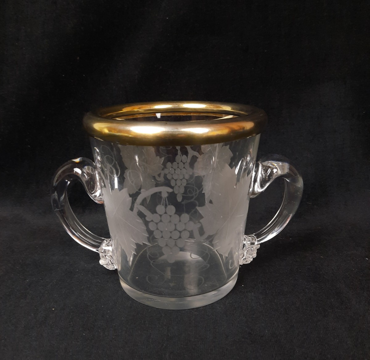 Seau à glace en cristal et cercle en argent 