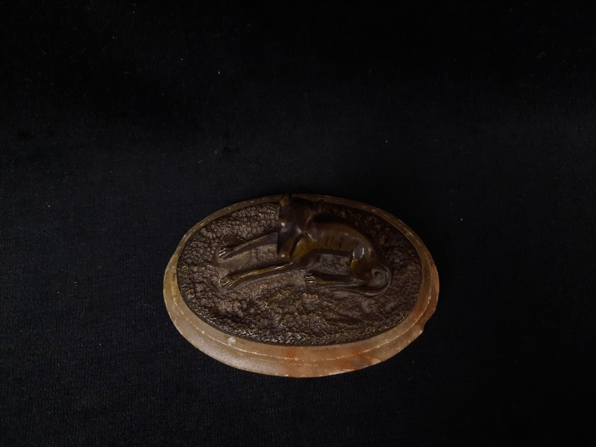 Petit bronze d'un lévrier (XXe siècle)-photo-3