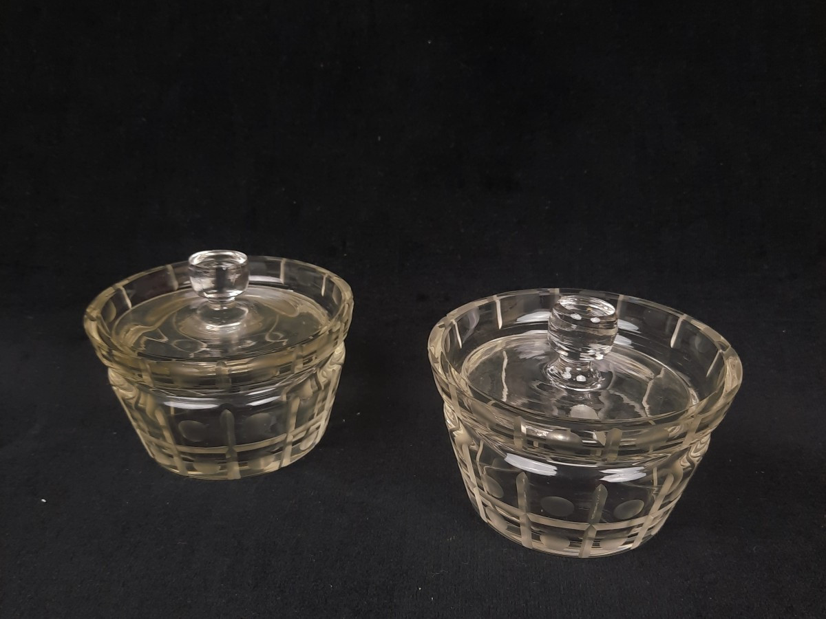 Pair Of Crystal Compote Dishes (20th Century)