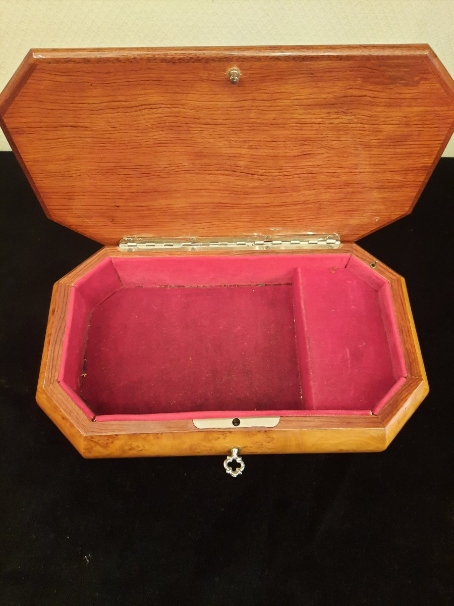 Boîte à bijoux musicale marqueterie (XXe siècle)-photo-3