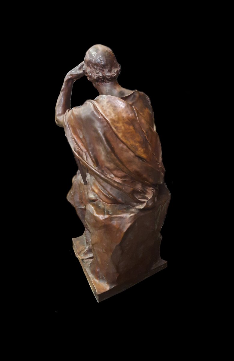 Paul Dubois (1829-1905) - Bronze Study Or Meditation -photo-4