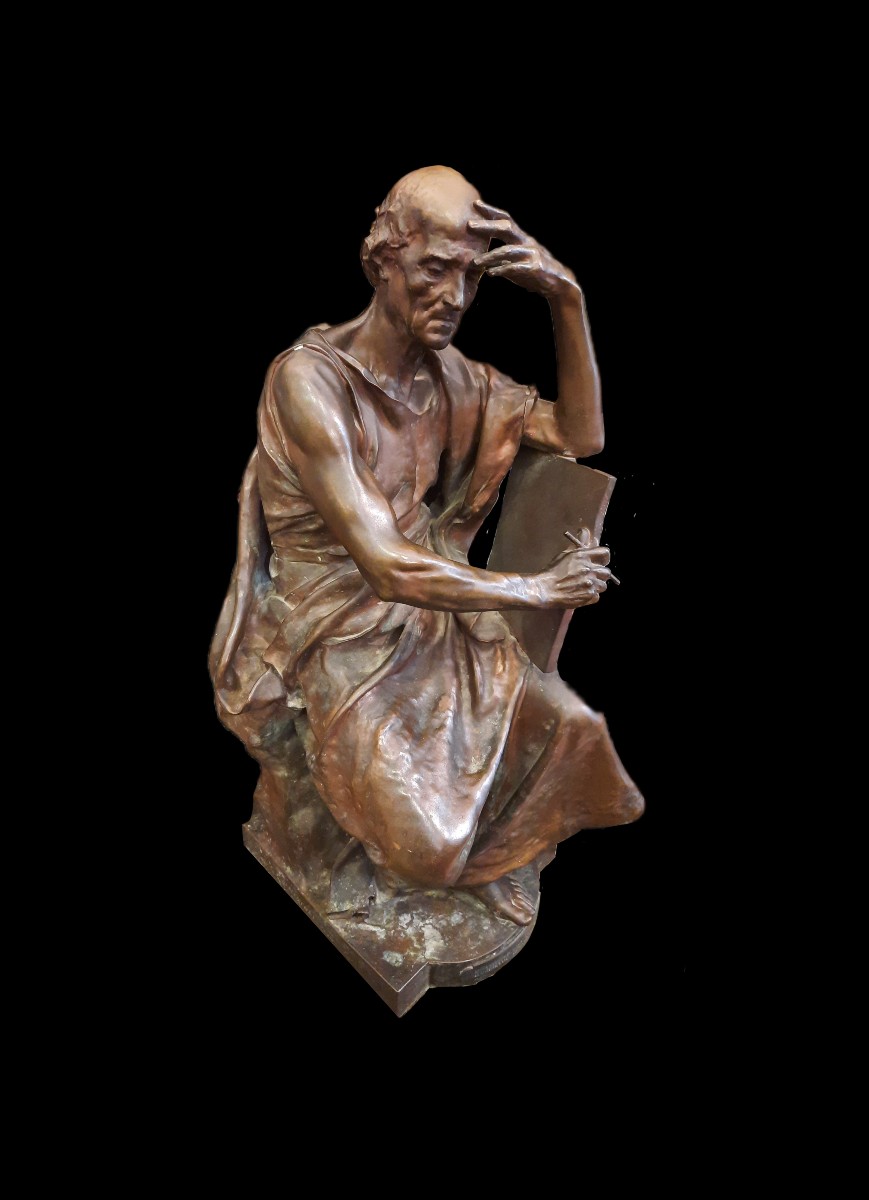 Paul Dubois (1829-1905) - Bronze Study Or Meditation 