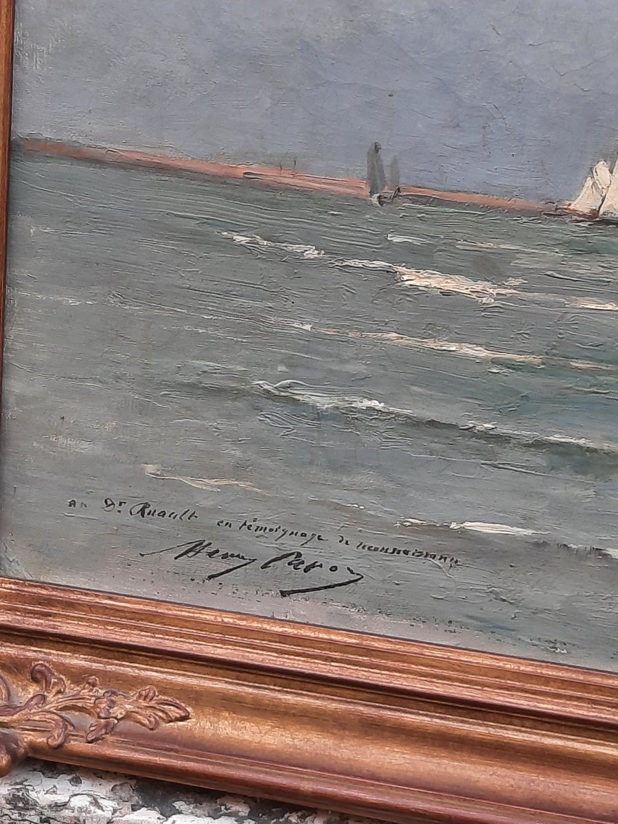 Henry Paul Edmond Caron (1860-1941) - Huile sur toile - Marine -photo-2