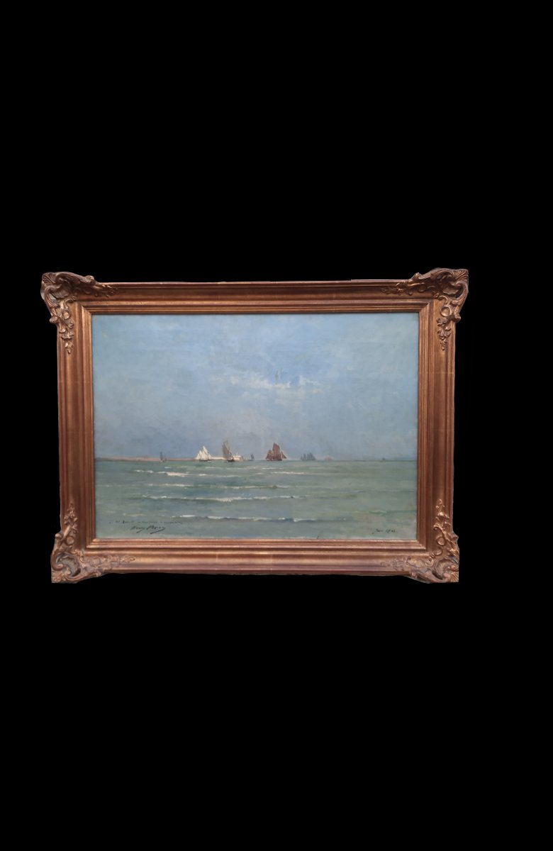 Henry Paul Edmond Caron (1860-1941) - Huile sur toile - Marine -photo-3