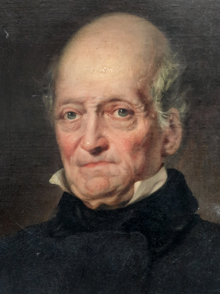 Oil On Panel - Portrait Of A Man (19th Century)-photo-2