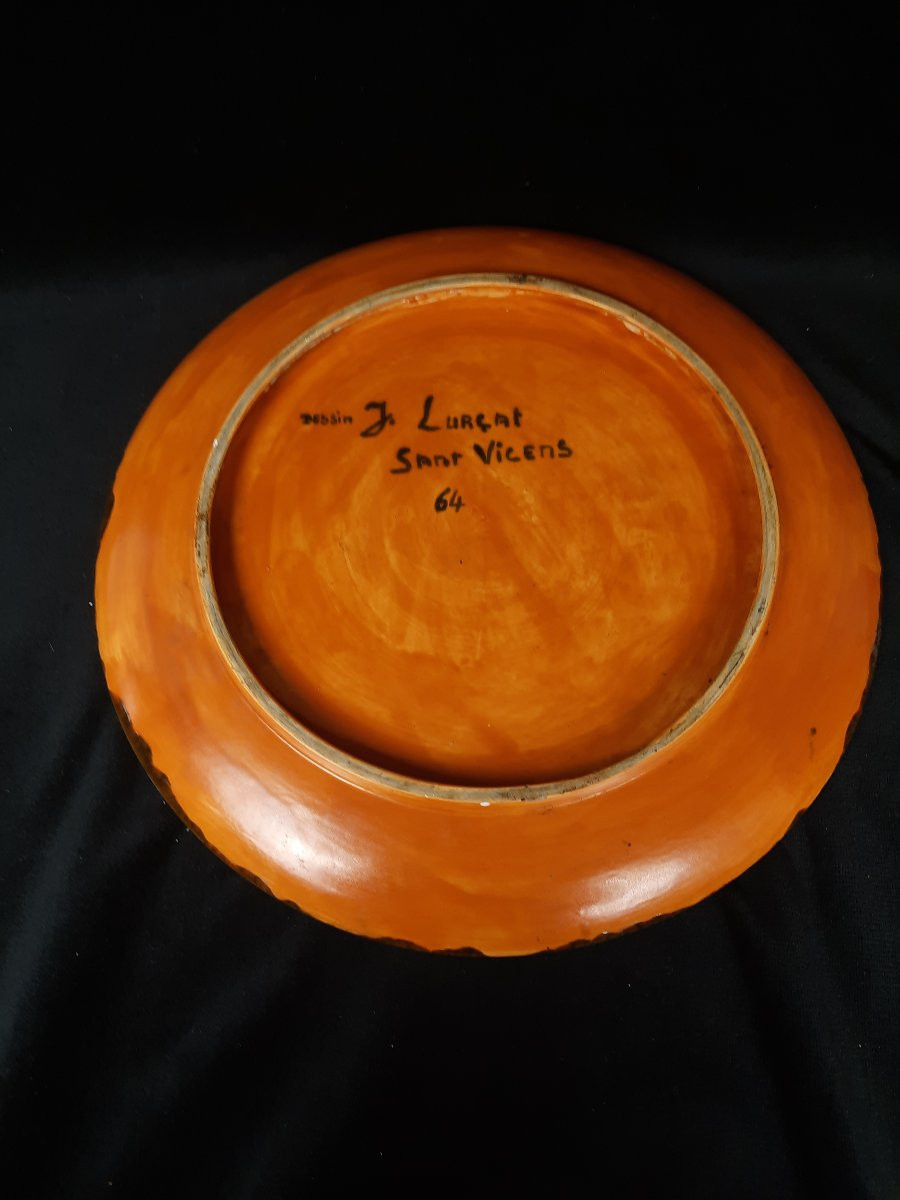 Jean Lurçat - Plat en céramique de Sant Vicens -  Coq  -photo-2