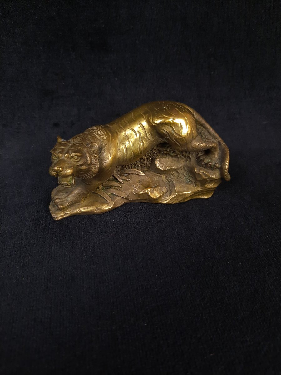Bronze patine doré - Tigre (XXe siècle)-photo-2