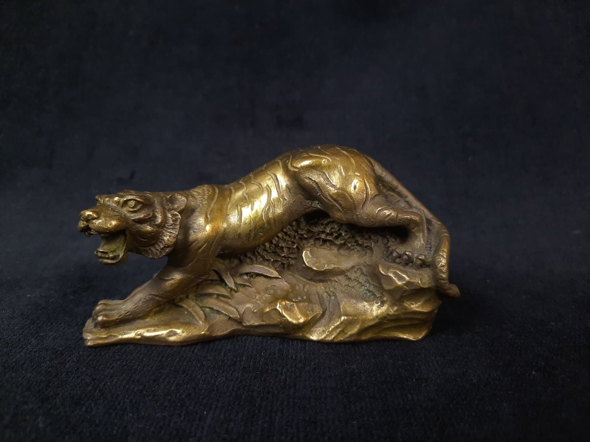 Bronze patine doré - Tigre (XXe siècle)-photo-1