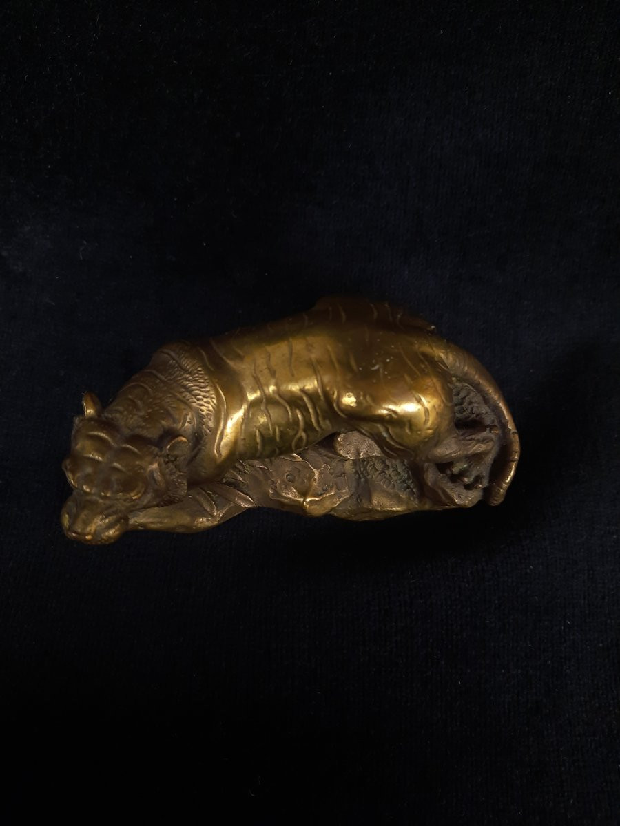 Bronze patine doré - Tigre (XXe siècle)-photo-3