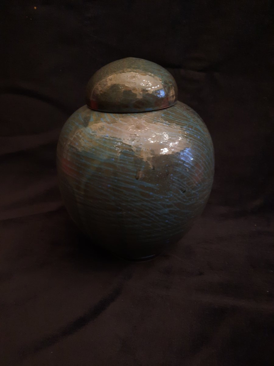 Covered Ceramic Pot (20th Century)-photo-2