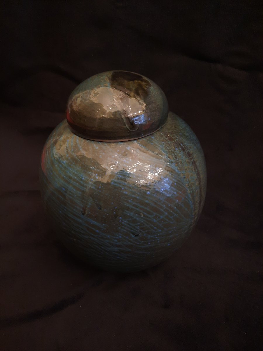 Covered Ceramic Pot (20th Century)-photo-3