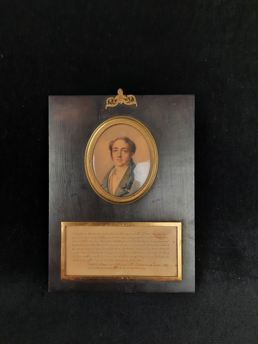 Miniature sur papier - Portrait d'un homme (XIXe si&egrave;cle)-photo-3