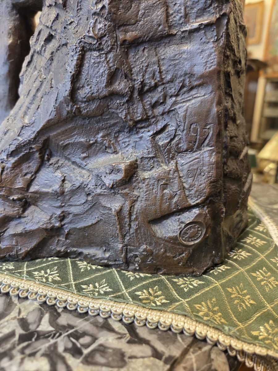Bronze Pensive Woman Ilhat (20th Century)-photo-1