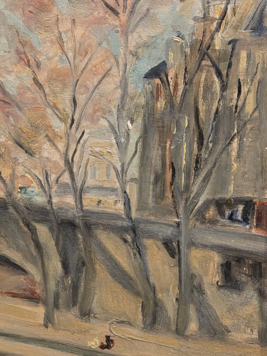 Pierre Villain (1880 – 1950) - Oil On Panel - View Of The Pont-neuf, Paris -photo-4