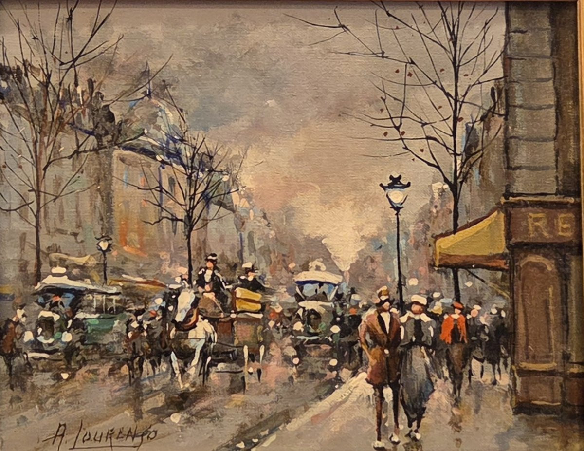 Armand Lourenço (1925-2003) - Oil On Canvas - Rue Saint-antoine, Paris-photo-3