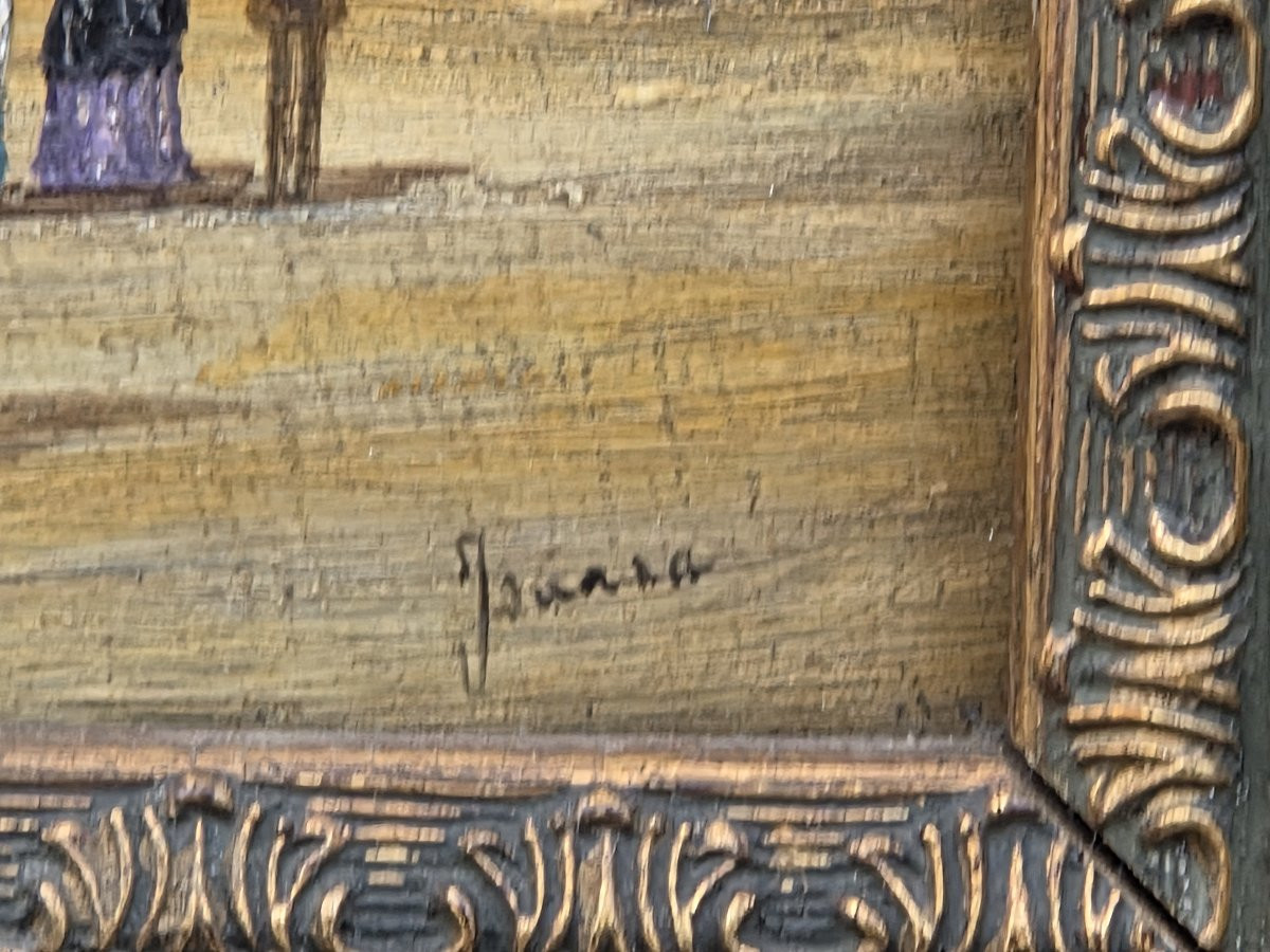 Jean-pierre Jouan (1943-) - Oil On Wood - Lively Beach At Deauville-photo-3