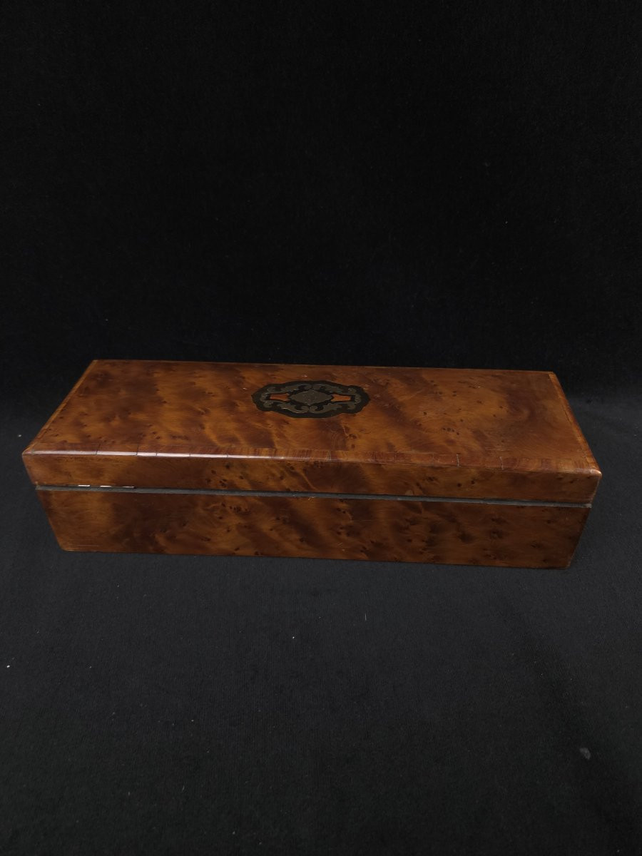 Glove Box In Burr Wood Veneer (19th Century)-photo-1
