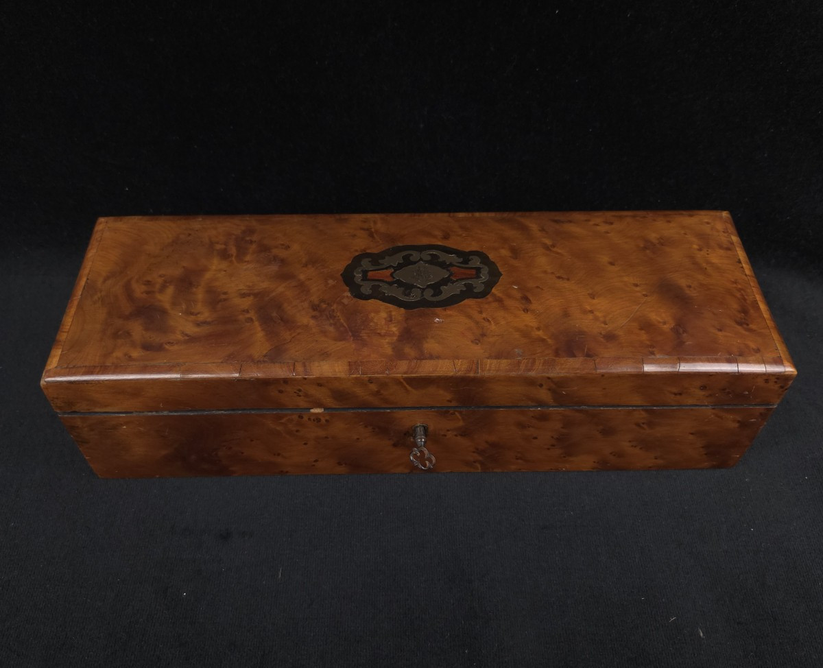 Glove Box In Burr Wood Veneer (19th Century)