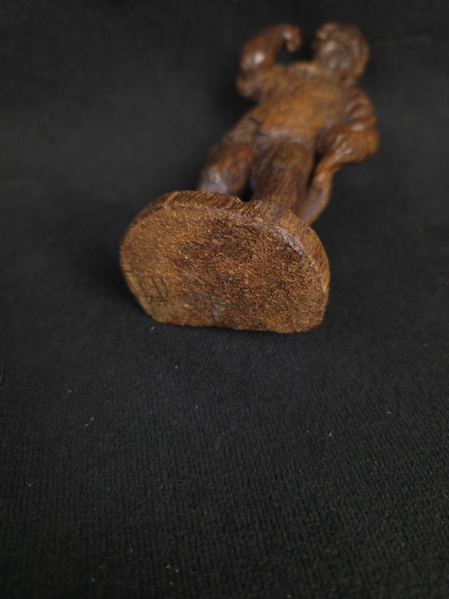 Carved Wooden Putto/winged Cupid - 19th Century-photo-1