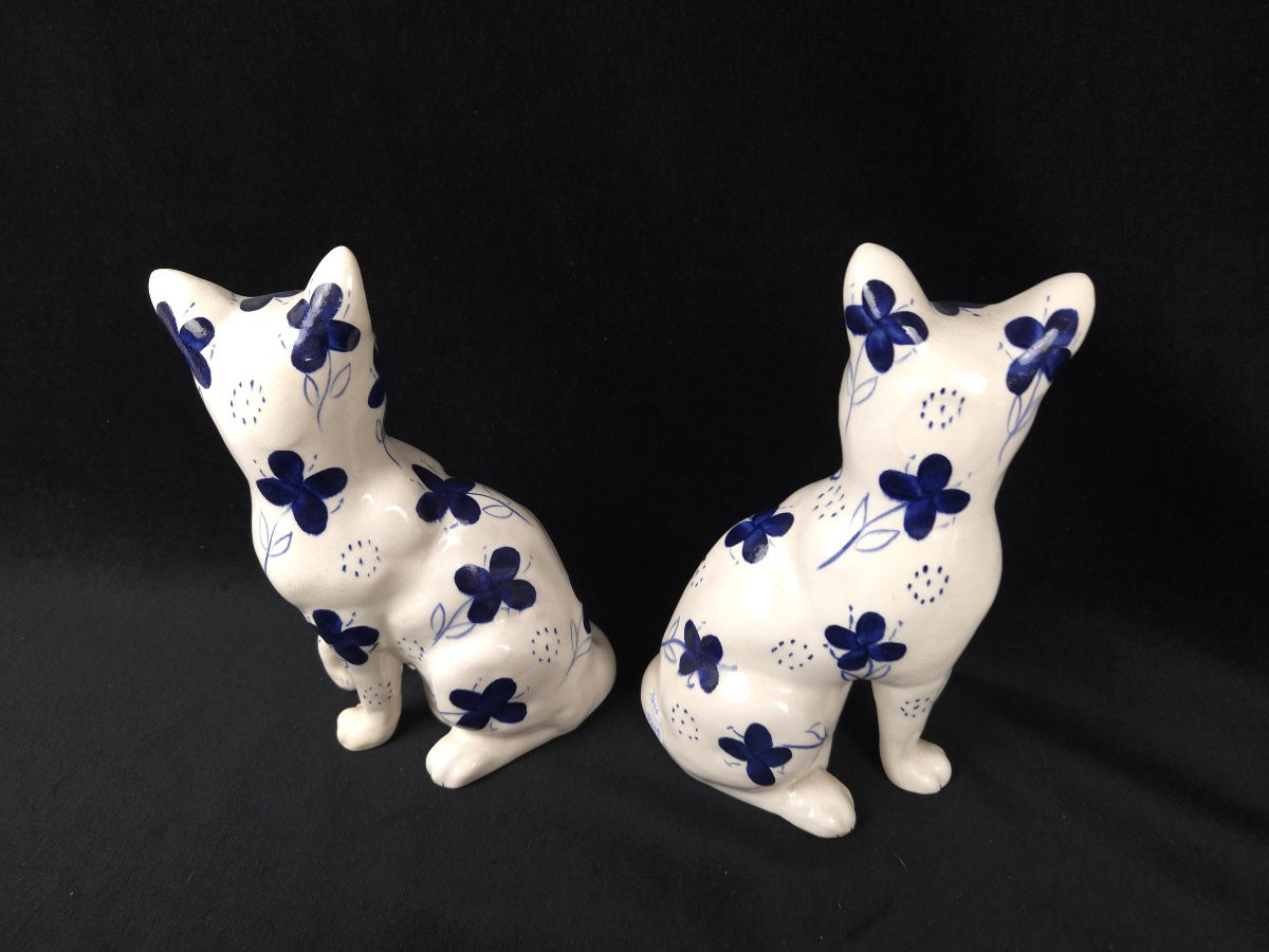 Paire de chats en céramique (XXe siècle)-photo-3