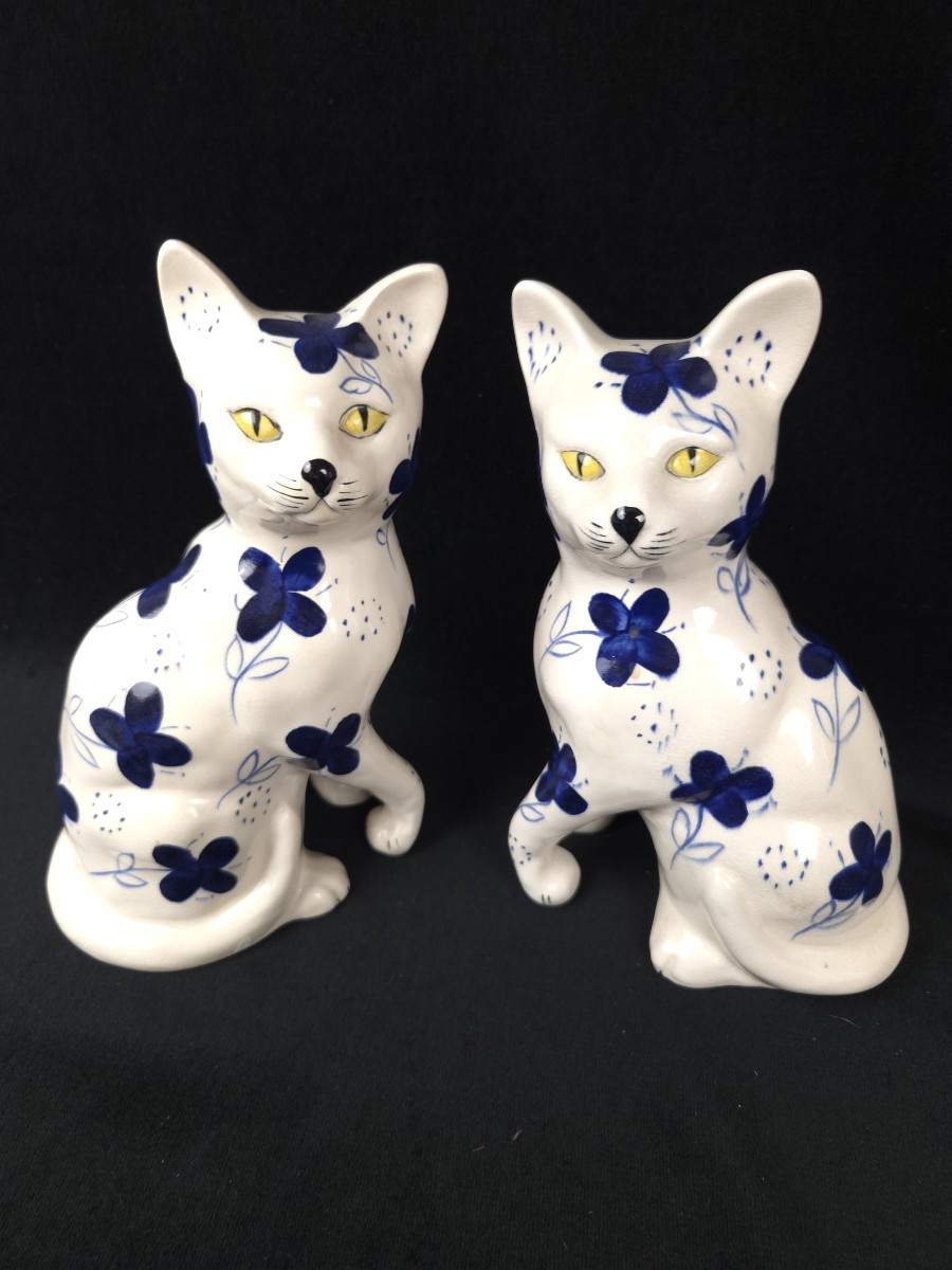 Paire de chats en céramique (XXe siècle)