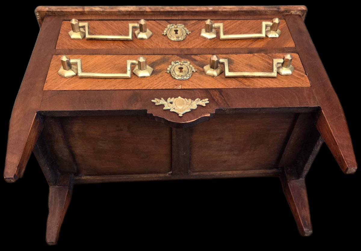 Small Miniature Chest Of Drawers In Wood And Marble (20th Century)-photo-3