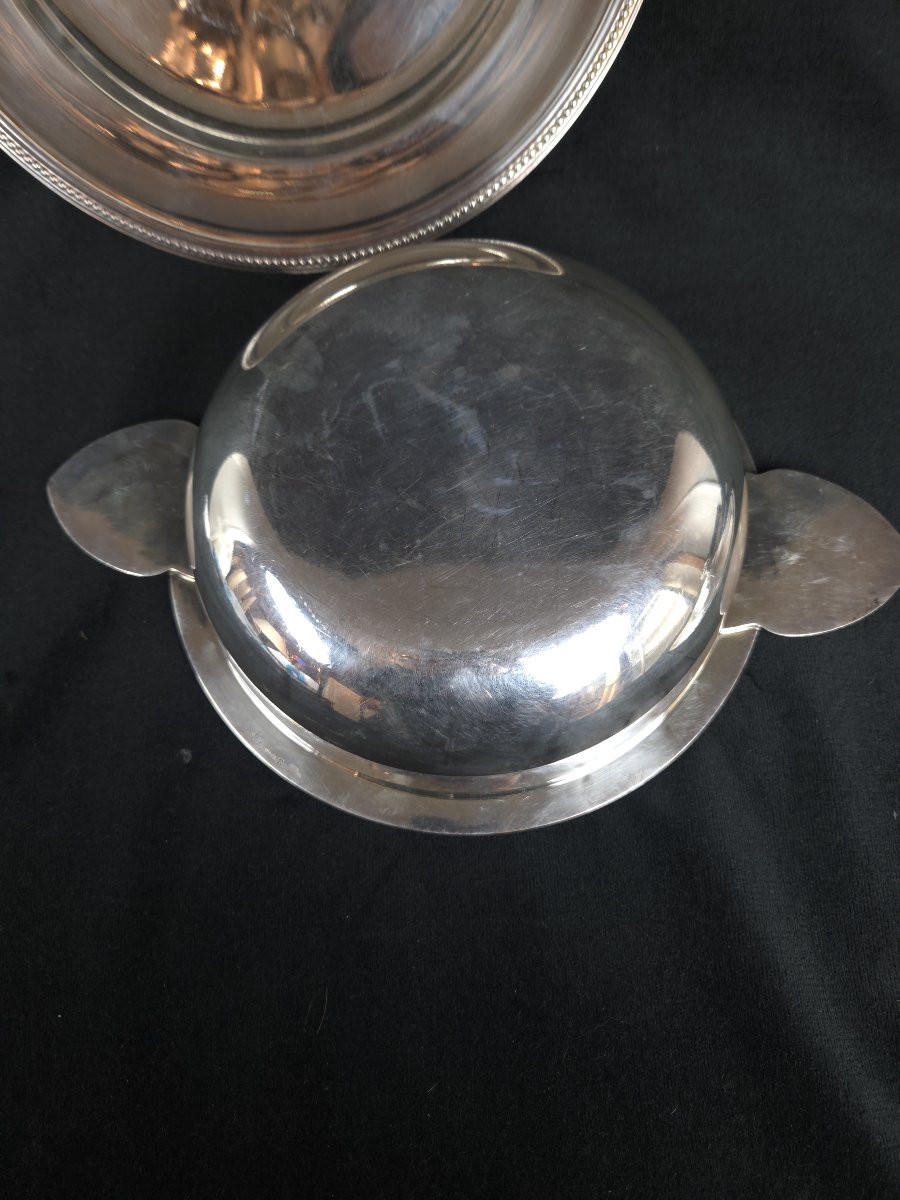 Christofle - Légumier et son plat de présensation en métal argenté (XXe siècle)-photo-4